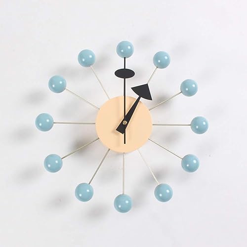 Miniatura 3 de Reloj de bola en azul, decorativo, moderno, silencioso, para el hogar, cocina, sala de estar, oficina, etc., colorido diseño retro de madera de
