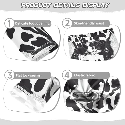 Black White Animal Cow Girls Casual Leggings for Kids Printed Long Pant Bottoms Stretch and Soft3