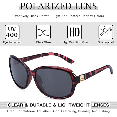 Image of SIPHEW Polarized Sunglasses for Women | Vintage Square Sunglasses w UV400 Protection | Womens Wraparound Shade