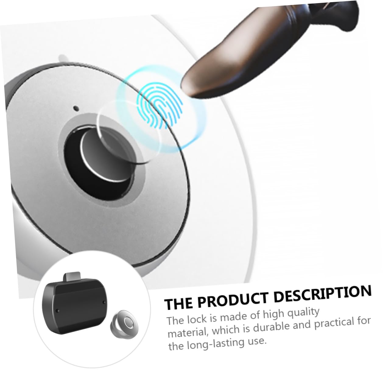 Uonlytech Serrure Connectée à Empreinte Digitale pour Tiroir Panneau Alliage D'aluminium et Corps Abs, Déverrouillage Sécurisé USB pour Bureau et Maison