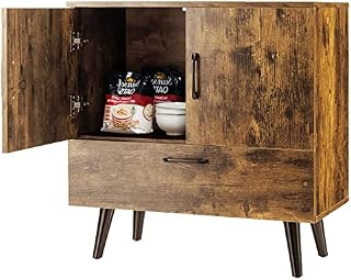 CASART Storage Cabinet, Freestanding Wooden Sideboards with Drawer and 2 Doors, Accent Console Cabinet Hallway Floor Cupboards for Living Room Bedroom Entryway Office (Rustic Brown)