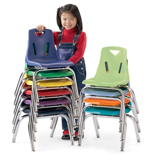 Image of Berries Jonti-Craft 8140JC1119 Stacking Chair with Chrome-Plated Legs, 10 inch Height, Green