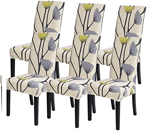 WDong Stretch Printed Dining Chair Slipcovers, 4Pack Stretch Removable Washable Anti-Dust Upholstered Chair Covers for Hotel Dining Room Kitchen Office Ceremony Banquet Wedding Party (4PCs, Geometry)
