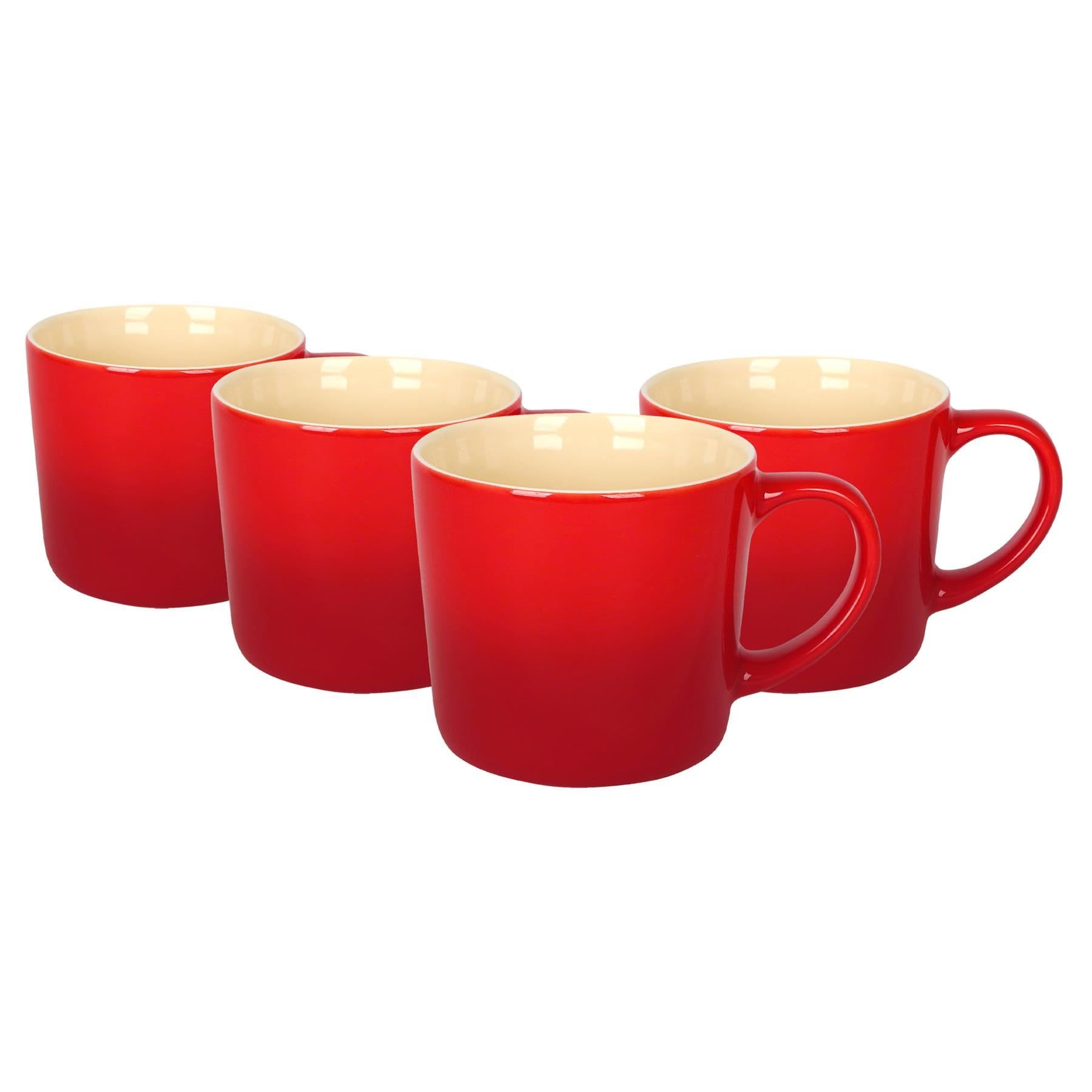 Argon Tableware Red Ombre Coffee Mug 330ml - Pack of 4 - New Bone China Tea Mug, Vegan Friendly Ceramic Cup, Glazed Stoneware Style Drinkware, Microwave Dishwasher Safe