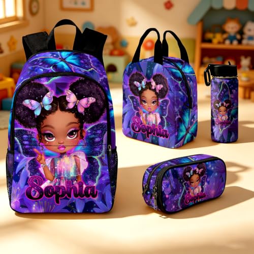 Image of Custom Backpack for Girls Kids Personalized Backpacks with Lunch Bag Set | Back to School Kid Toddler Backpack Girl Book Bag Prek Kindergarten Preschool Daypack Birthday Gifts Little Girl