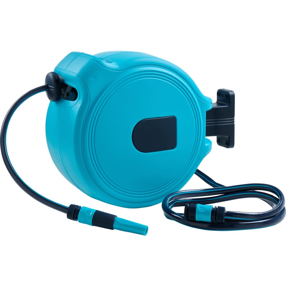 GERMANIA Automatik Schlauchtrommel - 20 + 2 m Gartenschlauch - automatisches Aufwickeln - Wasserschlauchaufroller - Wandmontage
