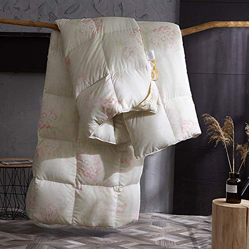 Edredón de invierno de plumón de ganso para cama doble de algodón blanco lavable 8