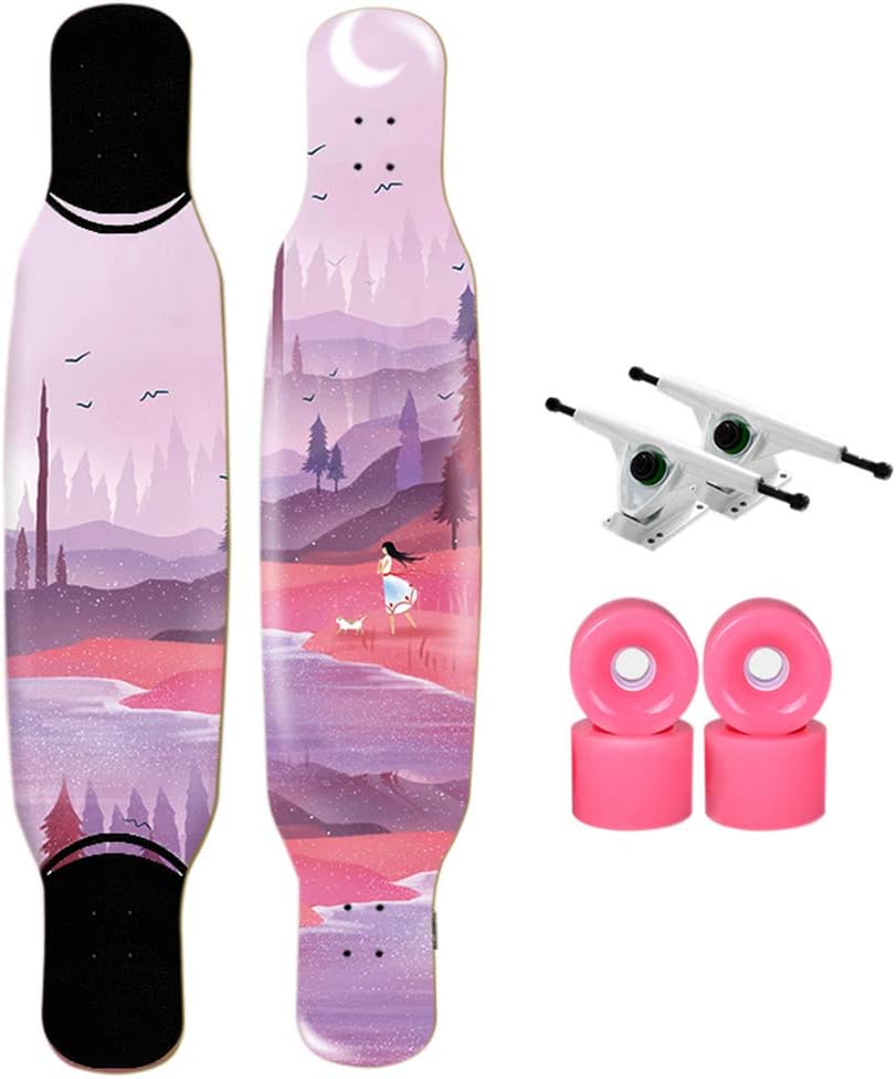 Longboard | 47 Inch Longboard Skateboards |Standard Hard Maple Deck | Professional Cruising, Carving, Dancing, Freestyle Cruiser Skateboards