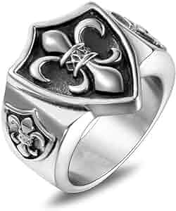 MZC Jewelry Men's Fleur De Lis Ring Biker Vintage Stainless