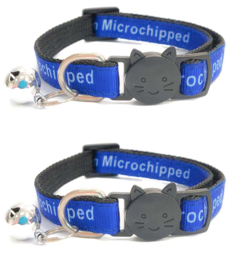 Worded Cat Collars - Please Do Not Feed Me, I Am Microchipped, Multicolour, Pack of 2