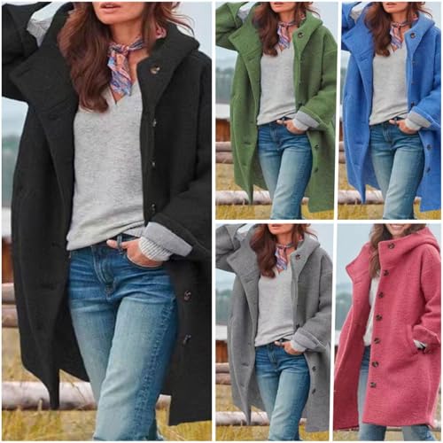 loveimgs Women Winter Casual Single Breasted Hooded Jacket Pea Coat Long Wool Coat Jacket Trench Coat Overcoat4