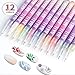 12 Colors Fine Tip Nail Art Pens Set, Nail Art Pens tools,0.5mm Nail Design Markers for DIY Painting & Dotting, Quick-Dry Gel Nail Polish Pens for Beginners and Home Salon Use. (12 Colors)