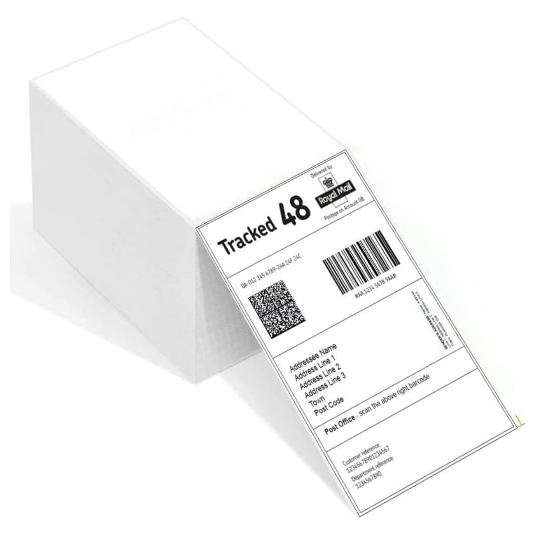 VIROSA 1000 Pack 4x6” Thermal Shipping Labels – Fanfold Direct Thermal Printer Paper with Permanent Adhesive | Commercial Grade White Labels for Amazon, Royal Mail, FedEx, DPD & More