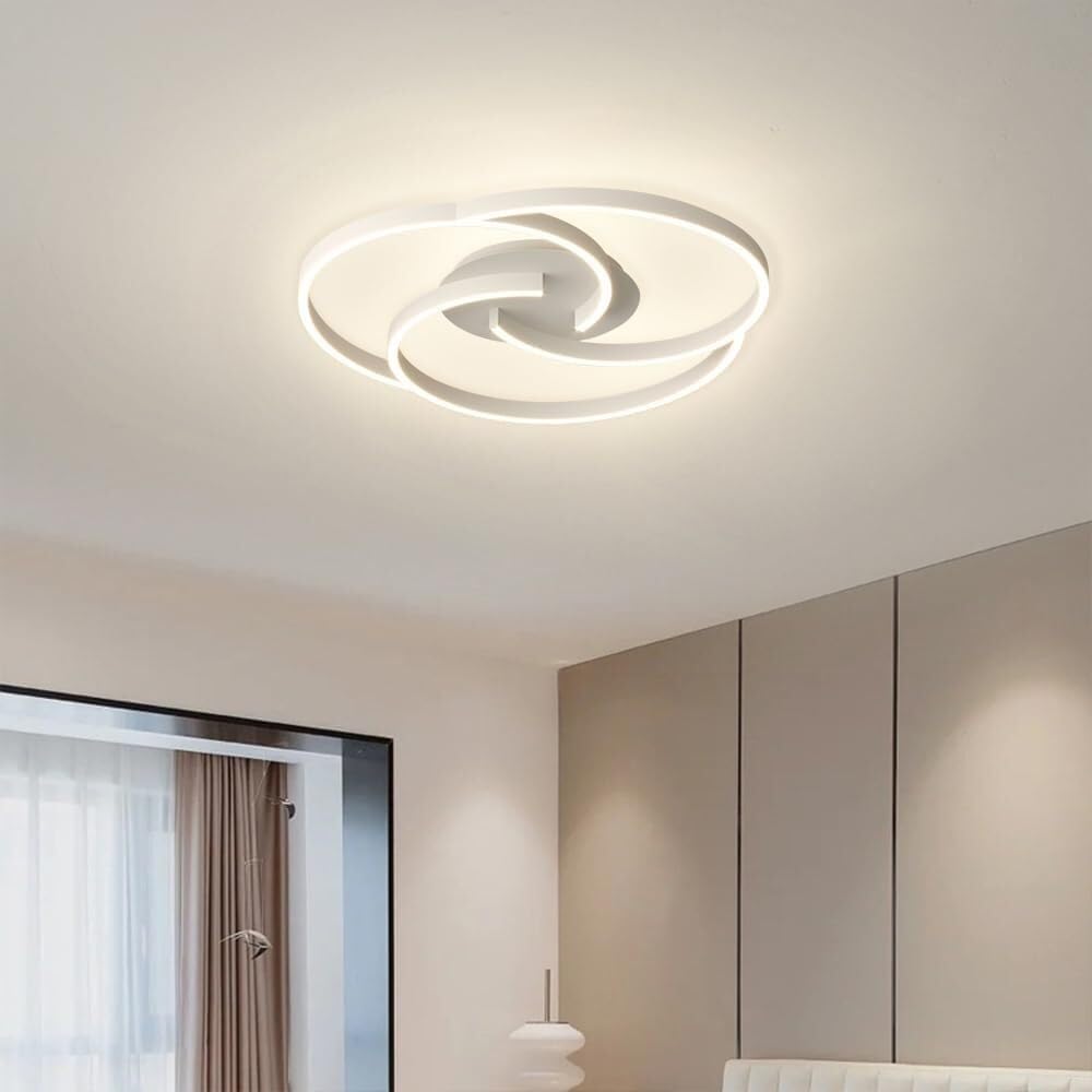 23.6in LED Ceiling Light 65W Acrylic Ceiling Lamp Rings Circle Living Room Light Fixtures Ceiling Nordic Art Ceiling Chandelier Lighting for Bedroom Dining Room