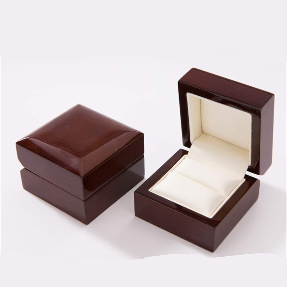 Cajas de Relojes Flip-extremo alto brillo de pintura anillo curvado madera joyería visualización del contador Box para Cumpleaños Navidad