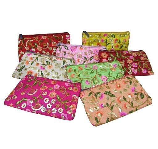 PACK OF 6 | Traditional Hand Purse Ladies with Zip | Embroidery Ethnic Pouch/Wallet Purse for Women | Return Gift for Ladies|PAN-P1045-image-46