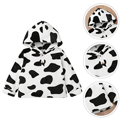KESYOO Casaco Infantil Com Capuz Com Estampa de Vaca Roupas Quentes de Pelúcia Casaco Macio de Manga