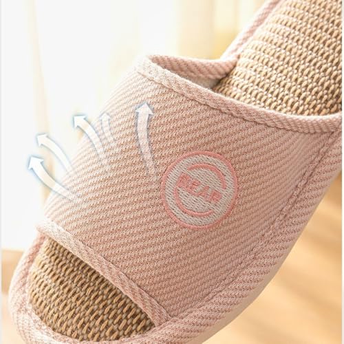 Premium Comfort All Seasons Cushion Sole Linen Bear Open Toe Women's House Slippers Indoor Soft Home Slip On Shoes4