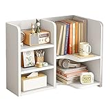 KUHEITAER Desk Shelf,Small Bookshelf,Wooden Desk Hutch Desk Organizers,White Desktop Bookshelf and Accessories Storage Display Rack in Home Office Dorm,Freestanding Desk Shelf