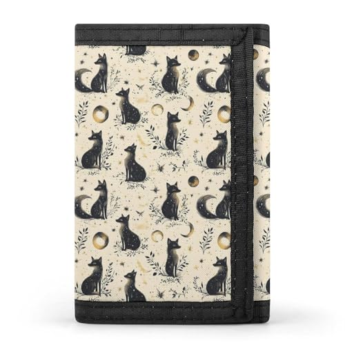 Foxes Moonlight Print Wallet for Men, 8 Credit Card Holder Slim Minimalist Front Pocket Small Mens Bifold Wallets
