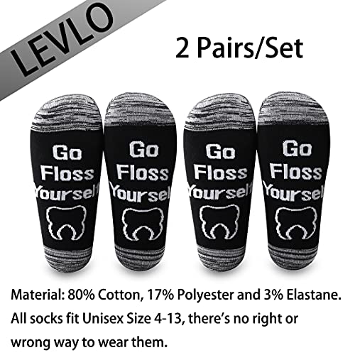 LEVLO Funny Dental Dentist Gifts Go Floss Yourself Socks Dental Hygienist Dentist Assistant Gifts2