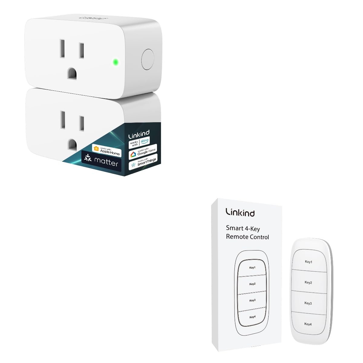 Linkind Matter Smart Plug Bundle with Linkind Plug Remote Exclusive for Linkind AiDot Smart Plug Compatible with AiDot