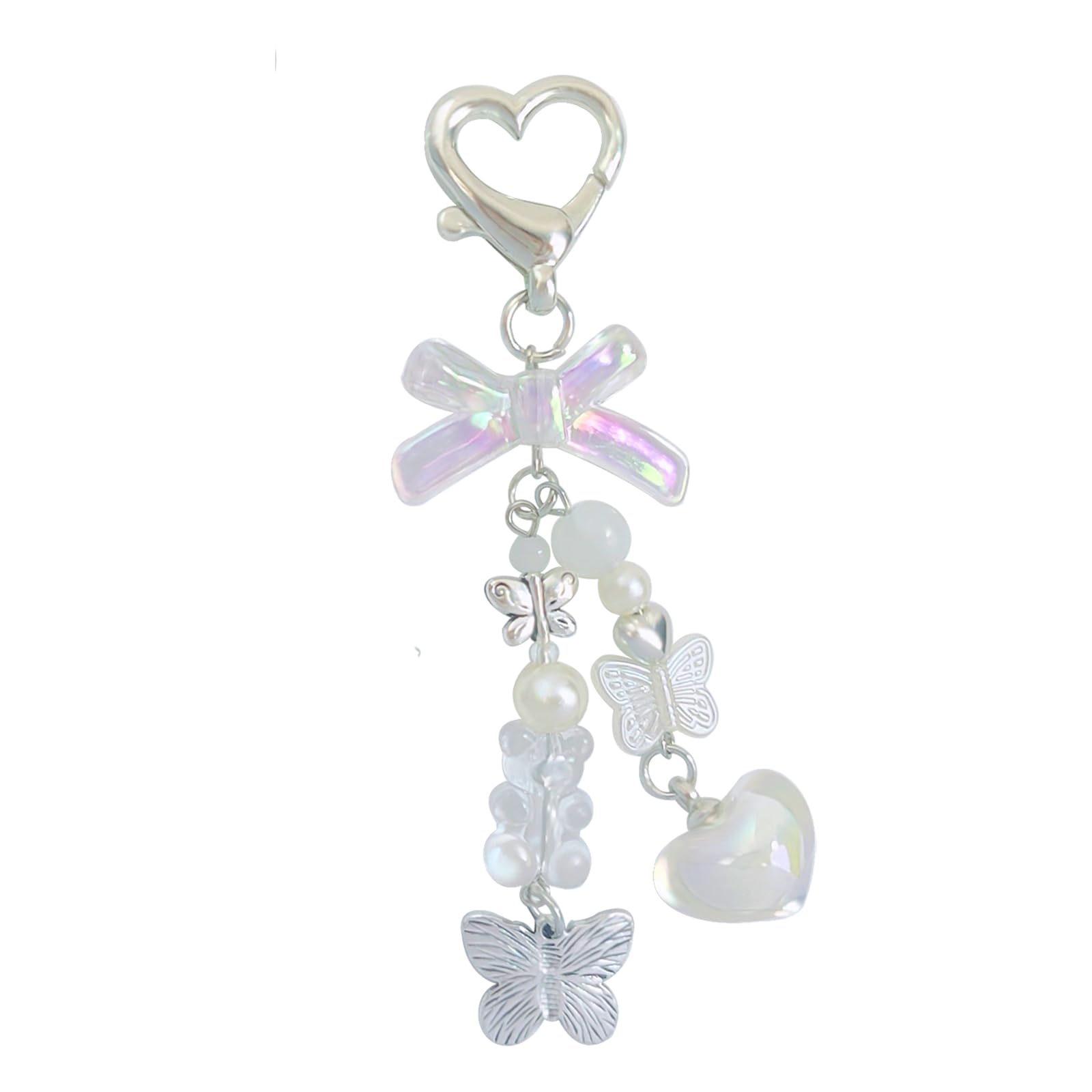 Cute Keychain Aesthetic Y2K Keychain Accessories Heart Butterfly Strawberry Bear Key Chain for Keys Bags Women Gifts