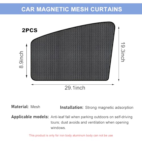 2PCS Car Window Shade, 19.3"×29.1" Magnetic Auto Front Side Window Cling Sunshade, Car Window Screen for Sun, Glare and UV Rays Protection, Vehicle Sun Shades for Baby - Image 3