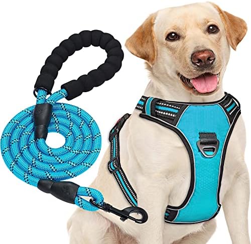 haapaw No Pull Dog Harness Adjustable Reflective Oxford Easy Control Medium Large Dog Leash with Heavy Duty Dog Leash