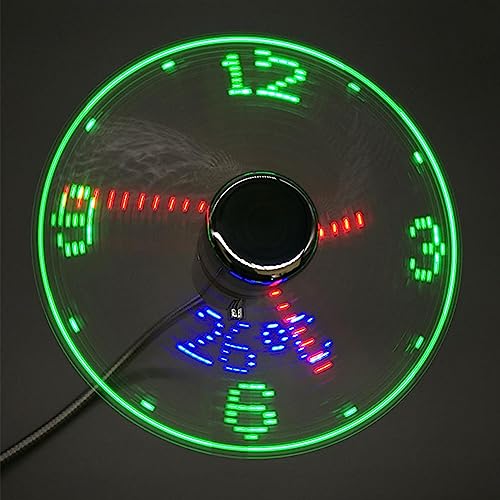 Image of Led Clock Fan with Temperature Desktop Flexible Cooling Fan for Desk Summer Travel