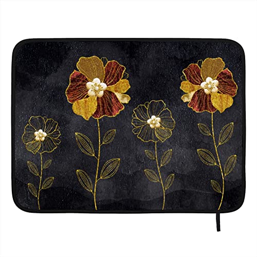 Abtropfmatte für Küchentheke, Blumen, Abtropfgestell, Schutzpolster mit Aufhängeschlaufe für Küche, Arbeitsplatten, Kühlschrank, 61 x 45,7 cm Cover