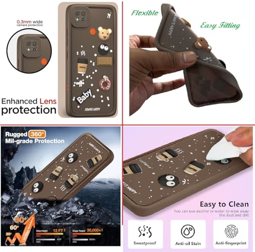 Image of Bintage Cute Fun Ball | Taddy Cartoon 3D Smiley Coffee Cup | Milk Donut | Full Camera Protection Back Cover Compatible for Mi REDMI 9 Activ / 9C / Redmi 10A - Brown