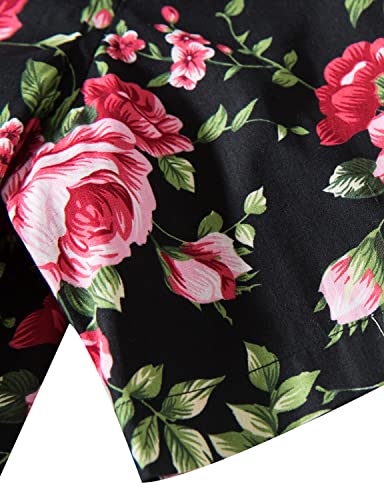 TUNEVUSE Men Floral Shirt Short Sleeve Button Down Flower Shirt Summer Beach Hawaiian Shirt Cotton4