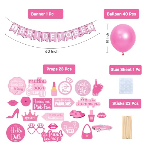 Image of Party Propz Bride To Be Banner Decorations Set - 88 Pcs Bridal Shower Decoartion Kit with Balloons, Banner & Photobooth Props, Bride To Be Props (Cardstock, Latex)