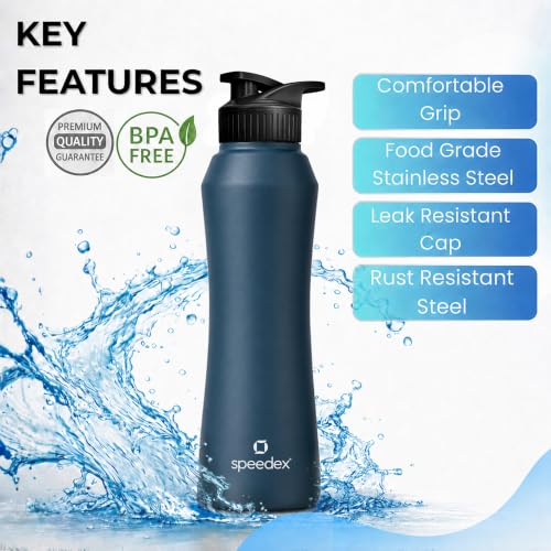Image of Speedex Stainless Steel Water Bottle 1 Ltr, Leak Proof Sipper Cap, BIS Approved 1000 ml Metal Bottle For Daily, Office, School, Gym, Travel Use for Men, Women, Kids, Adults, Teal Blue, Set of 2