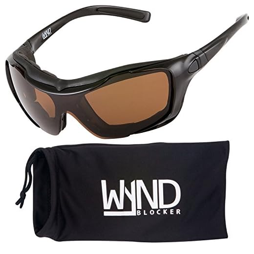 WYND Blocker Polarized Large Motorcycle Riding Sunglasses Sports Wrap Glasses, Black, Polarized Amber