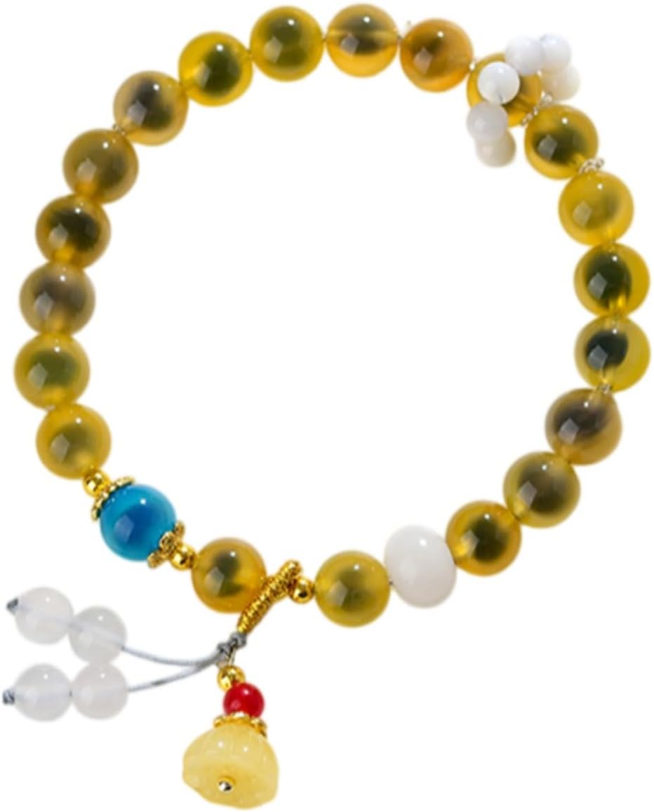 DorkTees (C697黄糖心玛瑙莲蓬手链) 黄糖心玛瑙半塘莲蓬 Fengshui Jade Bracelet Lucky Charm 手链新手串饰品