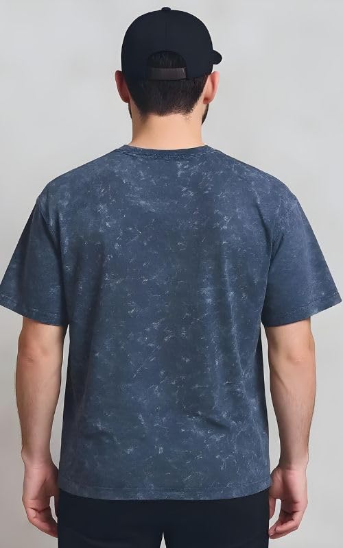 Image of boffi ... 100% Cotton Oversized T-Shirt Unisex Drop Shoulder Optical Washed Street Look Black Pack of 1