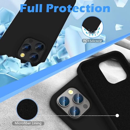 Image of Back Cover for iPhone 13 Pro Case,[Military Shockproof Protection] Liquid Silicone Case with [Soft Anti-Scratch Microfiber Lining for iPhone 13 Pro (Black)