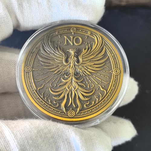 CYOUNG Golden Decision-Making Coin - Elegant Yes/No Challenge Coin with Lotus and Phoenix Design