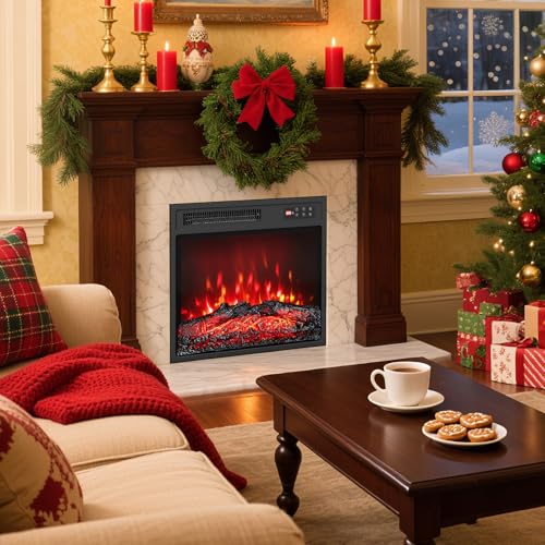 RELAX4LIFE Camino Elettrico 3 in 1 con Riscaldamento,Controllo Indipendente delle Fiamme 3D,Timer,7 Colori Fiamma Regolabili,5 Luminosità,5 Velocità,Protezione Surriscaldamento,Telecomando, 750/1500W