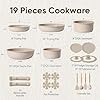 CAROTE 19pcs Pots and Pans Set Non Stick, Nonstick Cookware Set Detachable Handle, Induction Kitchen Cooking Sets with Removable Handle, RV Kitchen, Oven Safe, Taupe, Mothers Day Gifts #1