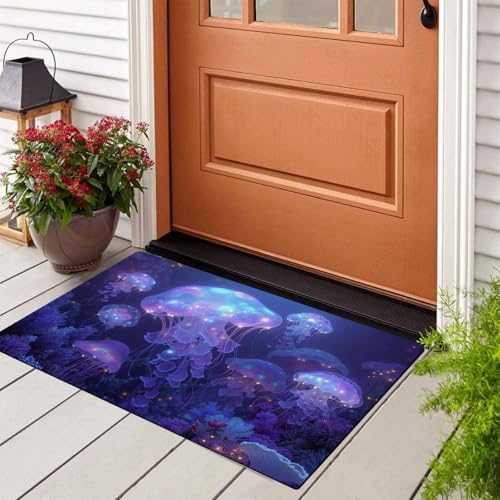 Tapis de couloir design méduses bioluminescentes 60x90cm
