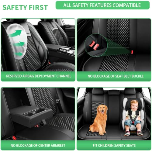 Image of Fit Outback Car Seat Covers for Subaru Outback 2010-2024 2025 2026-Upgraded Premium Waterproof & Breathable Leather, Airbag Compatible, All-Weather Seat Cushion Protector,Full Set,Grey