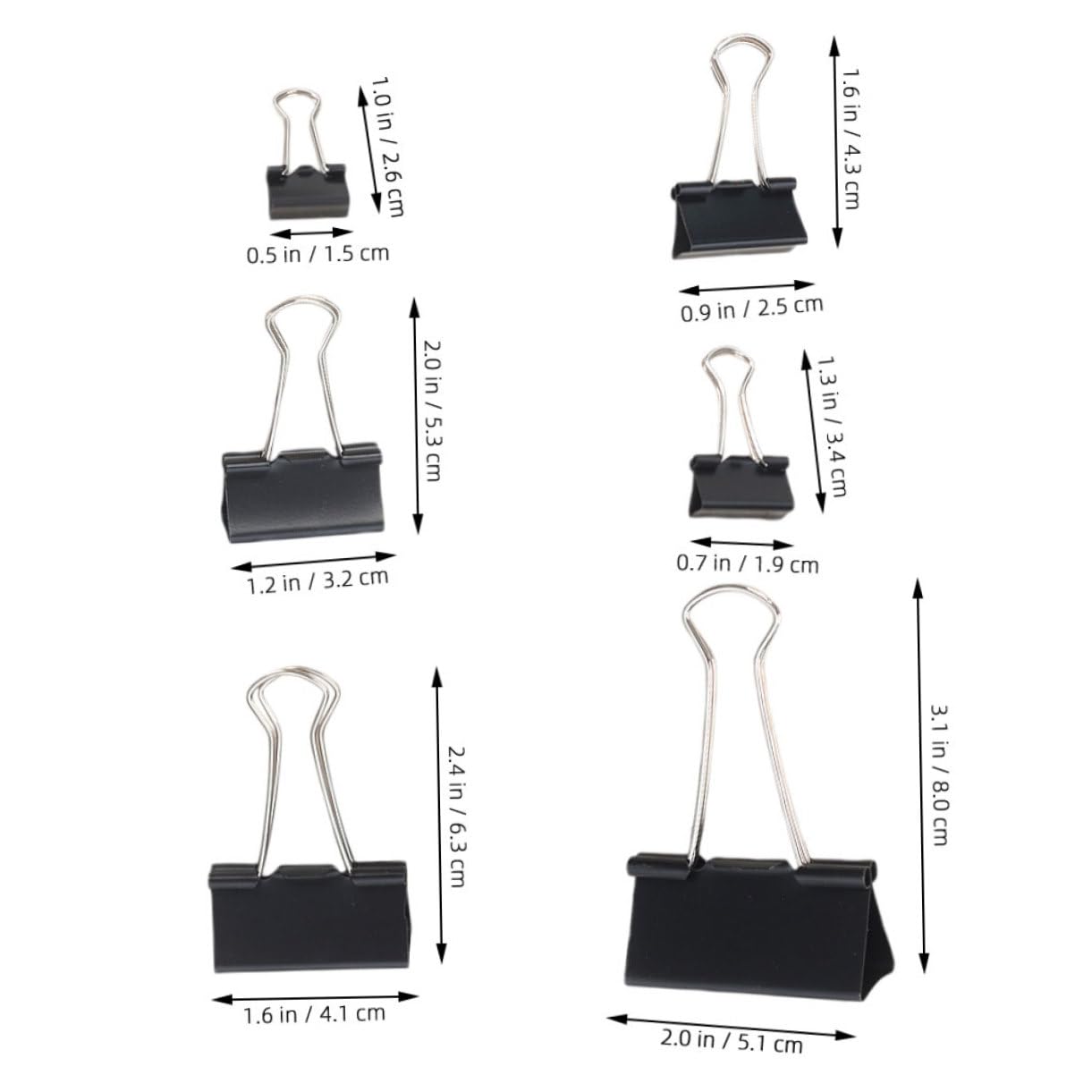 Clips Metálicos para Papel de Oficina 120 Piezas Negros | Diseño de Cola Larga, Estructura Precisa, Agarre Reforzado, Acabado Metálico Elegante y Aspecto Profesional