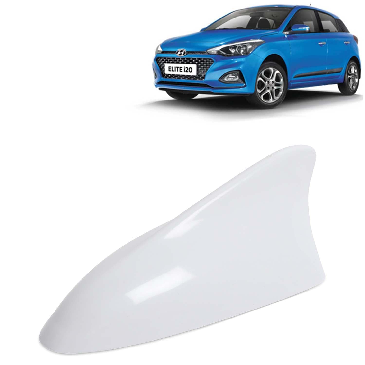 KINGSWAY Accessories Shark Fin Car Antenna Universal Size and Compatible with Hyundai Elite I20 Year 2018 to 2020, Car Radio FM AM, DIY Easy Replacement Original Car Antenna, 1 Piece, White Color