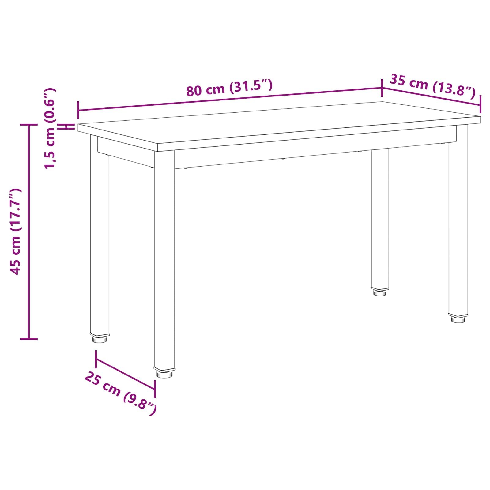 Ławka czarna o wyglądzie dębu wykonana z materiału drewnopochodnego z metalowymi nogami 80 x 35 x 45 cm, wytrzymała ławka do siedzenia do jadalni i salonu, zajmuje mało miejsca, łatwa w