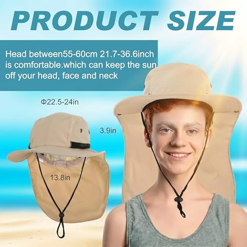 Image of Therwen Sun Hats with Neck Flap for Men Women Unisex Hiking Safari Hat Wide Brim UV Sun Protection Cap for Outdoor