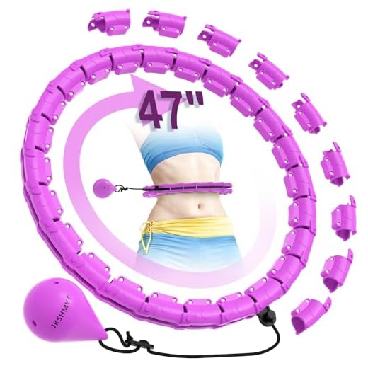 JKSHMYT Weighted Hula Circle Hoops for Adults Weight Loss, Infinity Hoop Fit Plus Size 47 Inch, 24 Detachable Links, Exercise Hoola Hoop Suitable for Women and Beginners