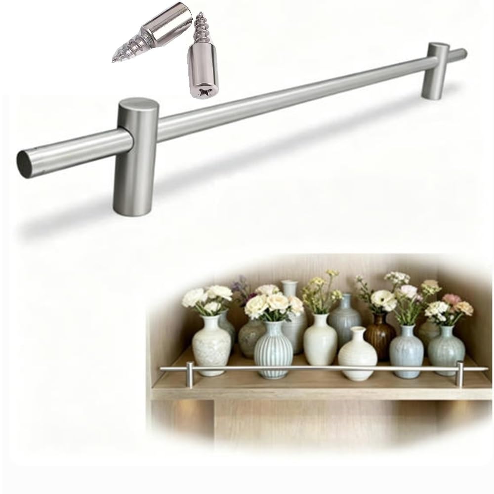 SVBVRFEEW Gallery Rails For Shelves Anti-Fall Guardrail Solid Aluminum Shelf Railing Set Bookshelves Tipping Rail 24 26 28 30 30in Decorative Fence Shelf Rail Custom(Silver,29in/73.7cm)